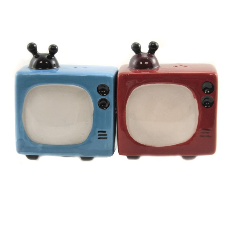 Tabletop 3.25" Retro Television Antenna Console Rabbit Ears Pacific Trading  -  Salt And Pepper Shaker Sets