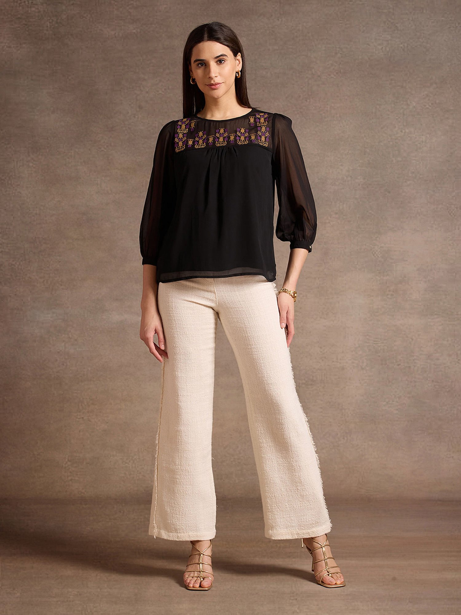 U.S. Polo Assn. Black Embroidered Top