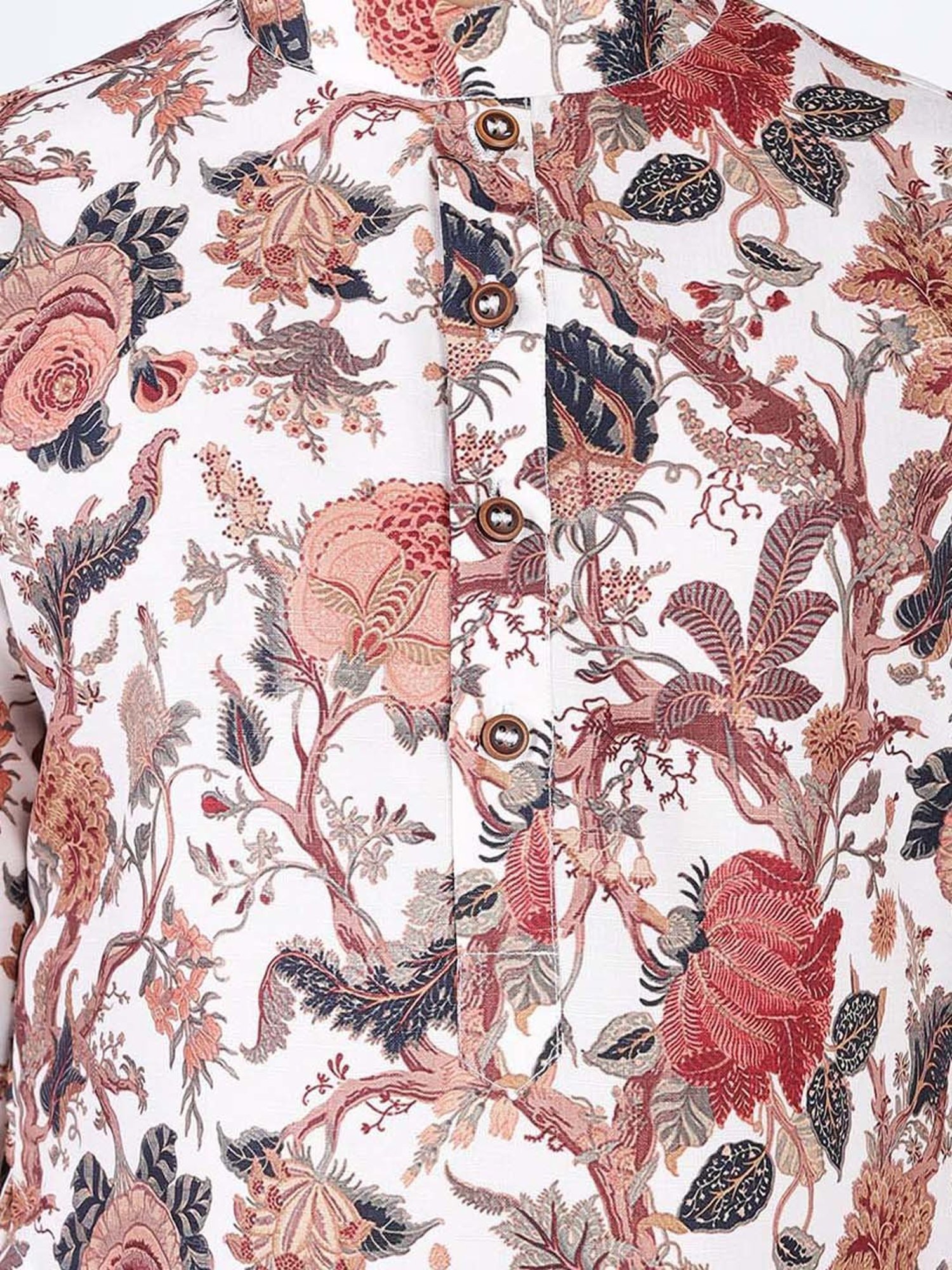 TABARD Kids White & Beige Cotton Printed Kurta Set