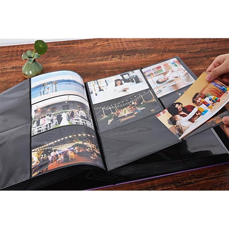 Photo Album 4x6 800 Photos, Large Capacity Wedding Family Leather Cover Picture Albums Holds Horizontal and Vertical 4x6 Photos with Black Pages White