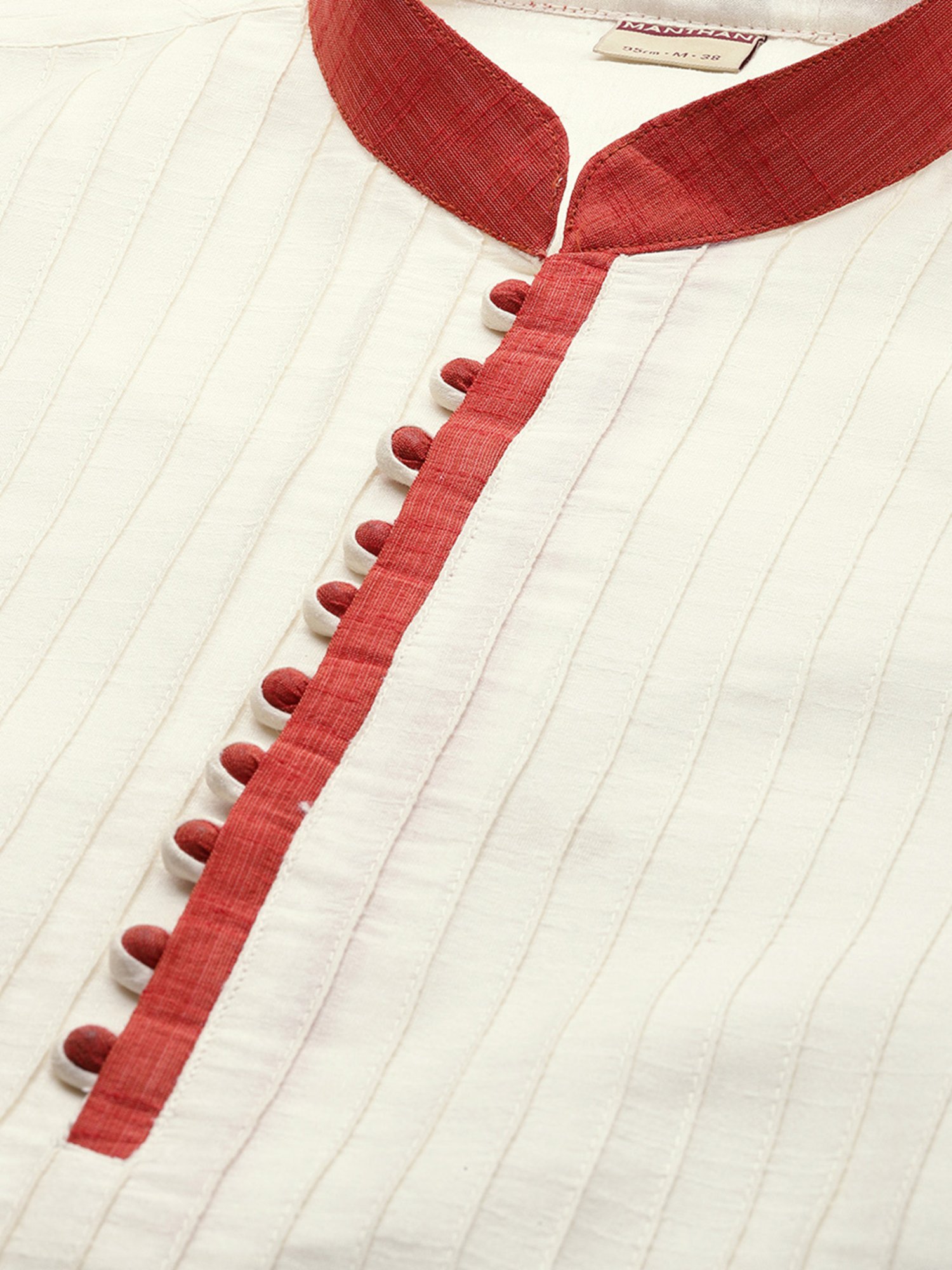 Manthan Warm White Regular Fit Self Design Kurta