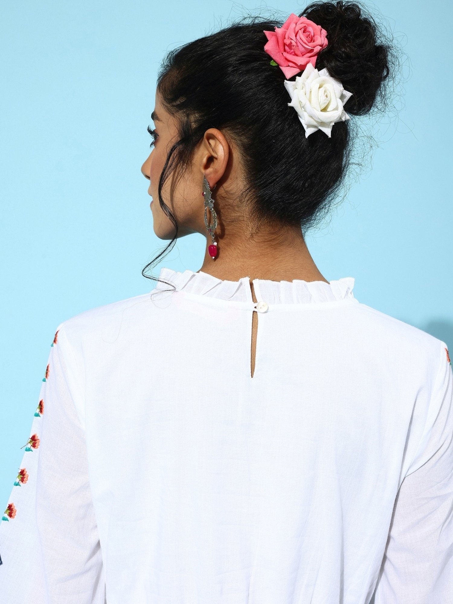 Saffron Threads Black Cotton Floral Print Ethnic Dress