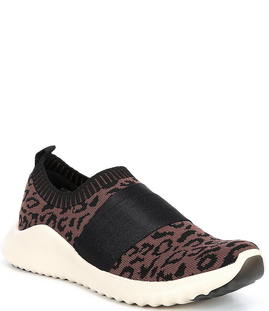 Aetrex Allie Leopard Knit Slip-On Sneakers