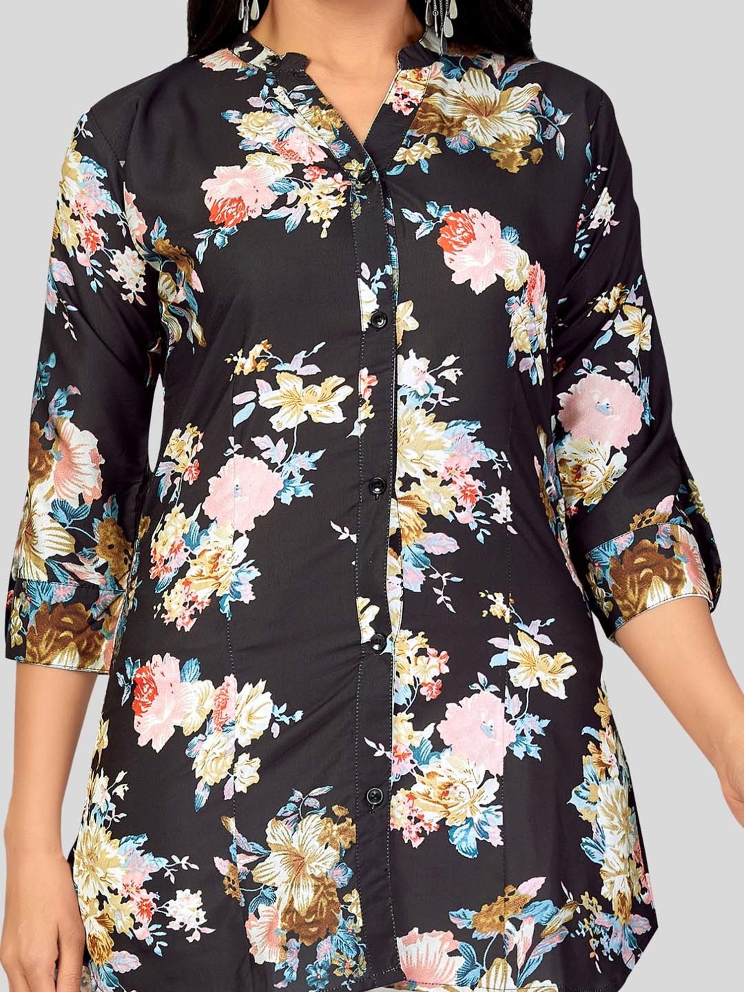 Saree Swarg Black Printed Short Kurti