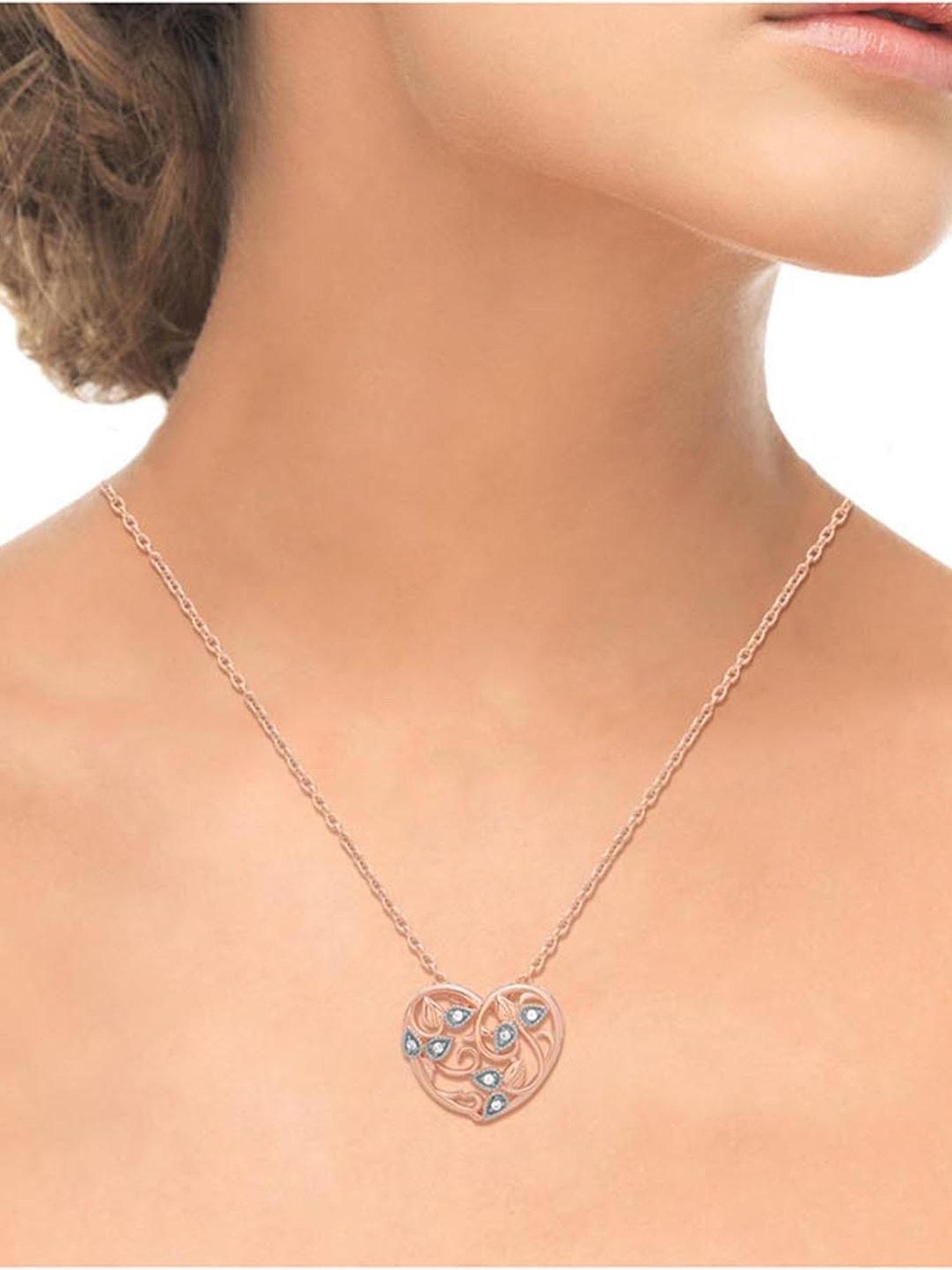 Anayra 92.5 Sterling Silver Heart Pendant with Chain for Women