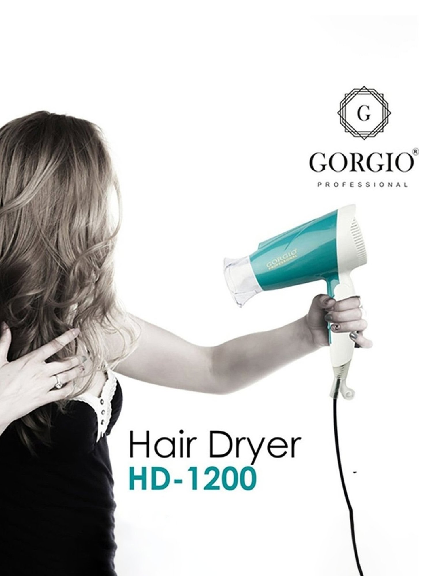 Gorgio Professional HD1200 1800W Hair Dryer (White and Blue)