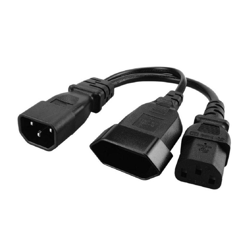 Tekit C14 to C13+NEMA 5-15R Y Splitter Power Plug Cord,Single IEC 320 C14 Male to C13+Nema 5-15R Female Splitter Adapter Cable Cord ,1ft /30mm