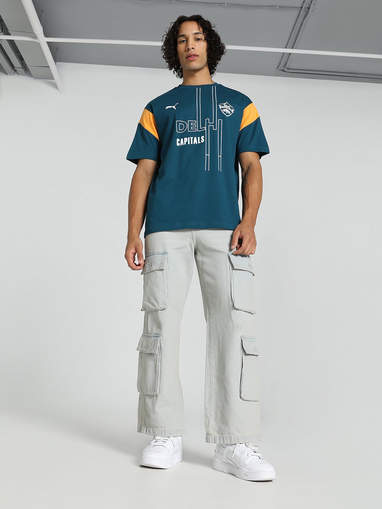 Puma x DC Ocean Blue Relaxed Fit Graphic Print Cricket T-Shirt