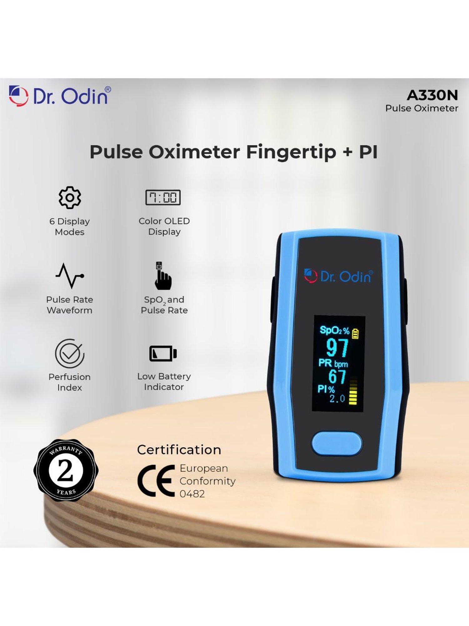 Dr. Odin A-330N Fingertip Pulse Oximeter (Black)