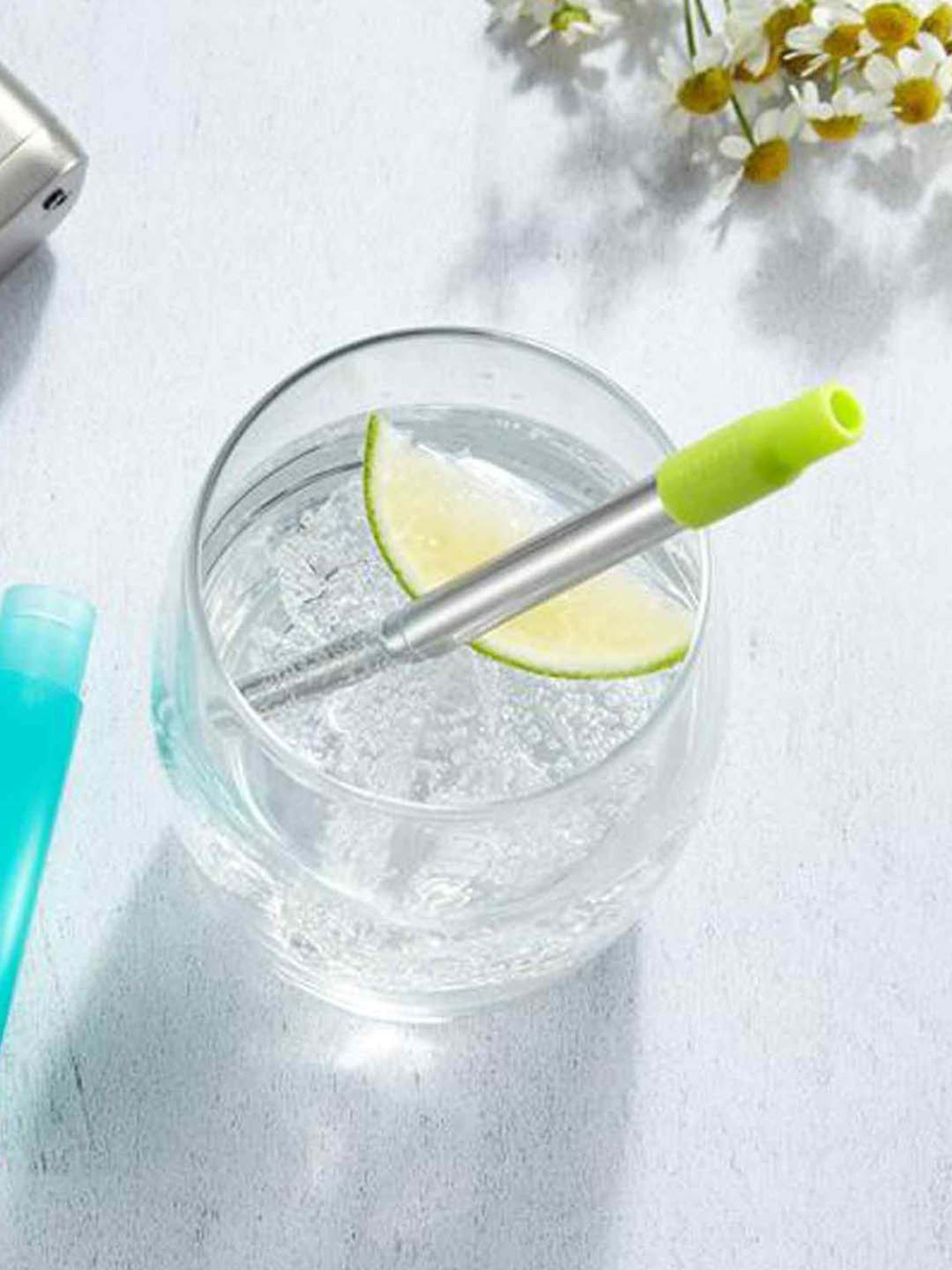 Zoku Blue & Green Stainless Steel Pocket Straw