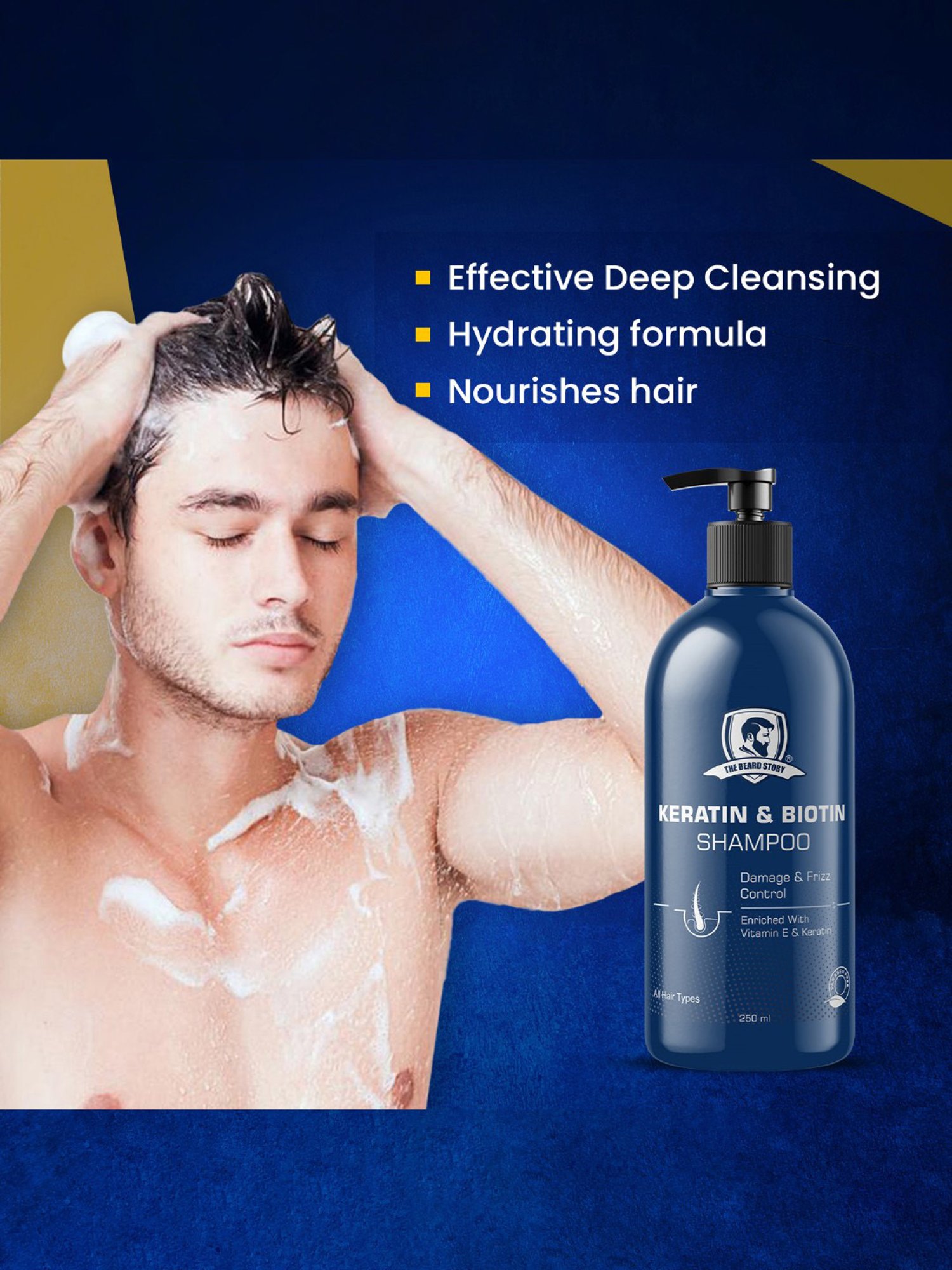 The Beard Story Keratin & Biotin Damage & Frizz Control Shampoo - 250 ml