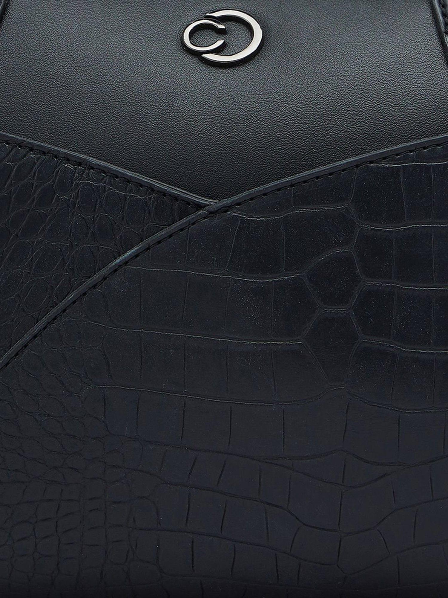 Caprese Cabo Black Faux Leather Textured Handbag