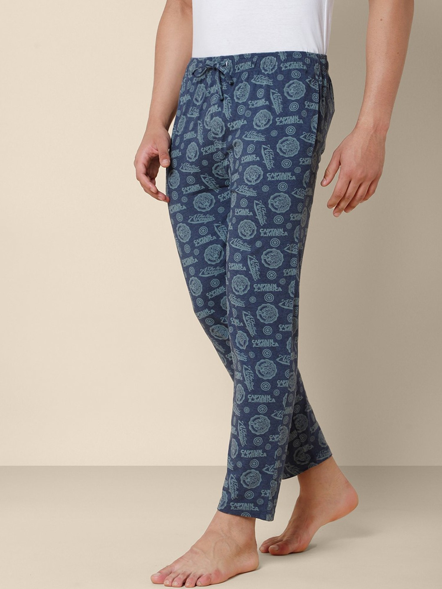 Free Authority Navy Cotton Regular Fit Captain America Printed Nightwear Pyjamas