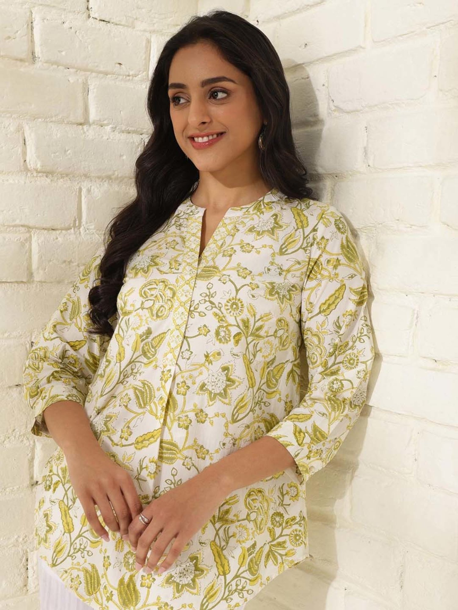 Fabindia Green Cotton Printed Tunic