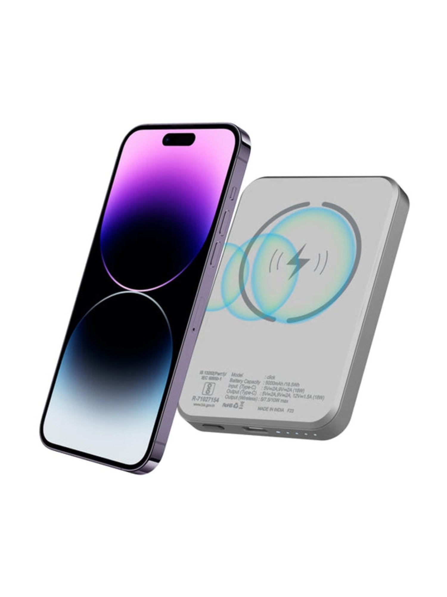 Stuffcool Click 5000mAh Magnetic Wireless Powerbank (Grey)