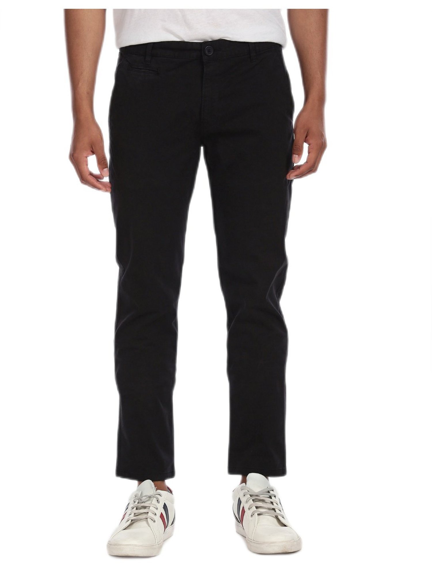 Aeropostale Black Flat Front Solid Casual Trousers