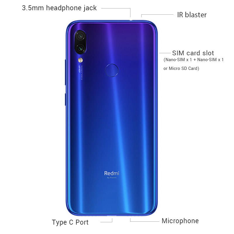 Xiaomi Redmi Note 7, 64GB/6GB RAM, 6.30'' FHD+, Snapdragon 660, Black - Unlocked Global Version