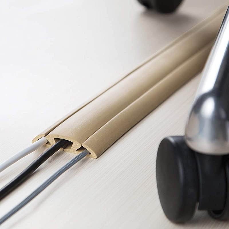 Wire 3Channel Cord Protector amp Concealer for Floor 30FT Beige