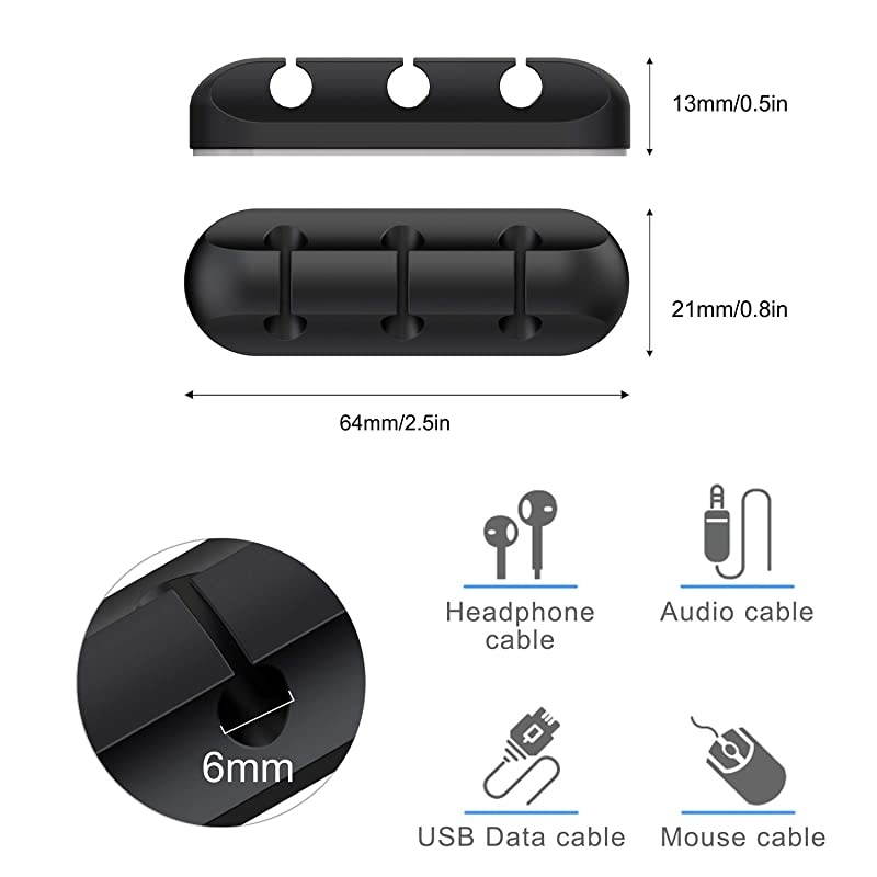 Cable Holder Clips 3Pack Cable Management Cord Organizer Clips Silicone Self Adhesive for Desktop USB Charging Cable Power Cord Mouse Cable Wire PC Office Home