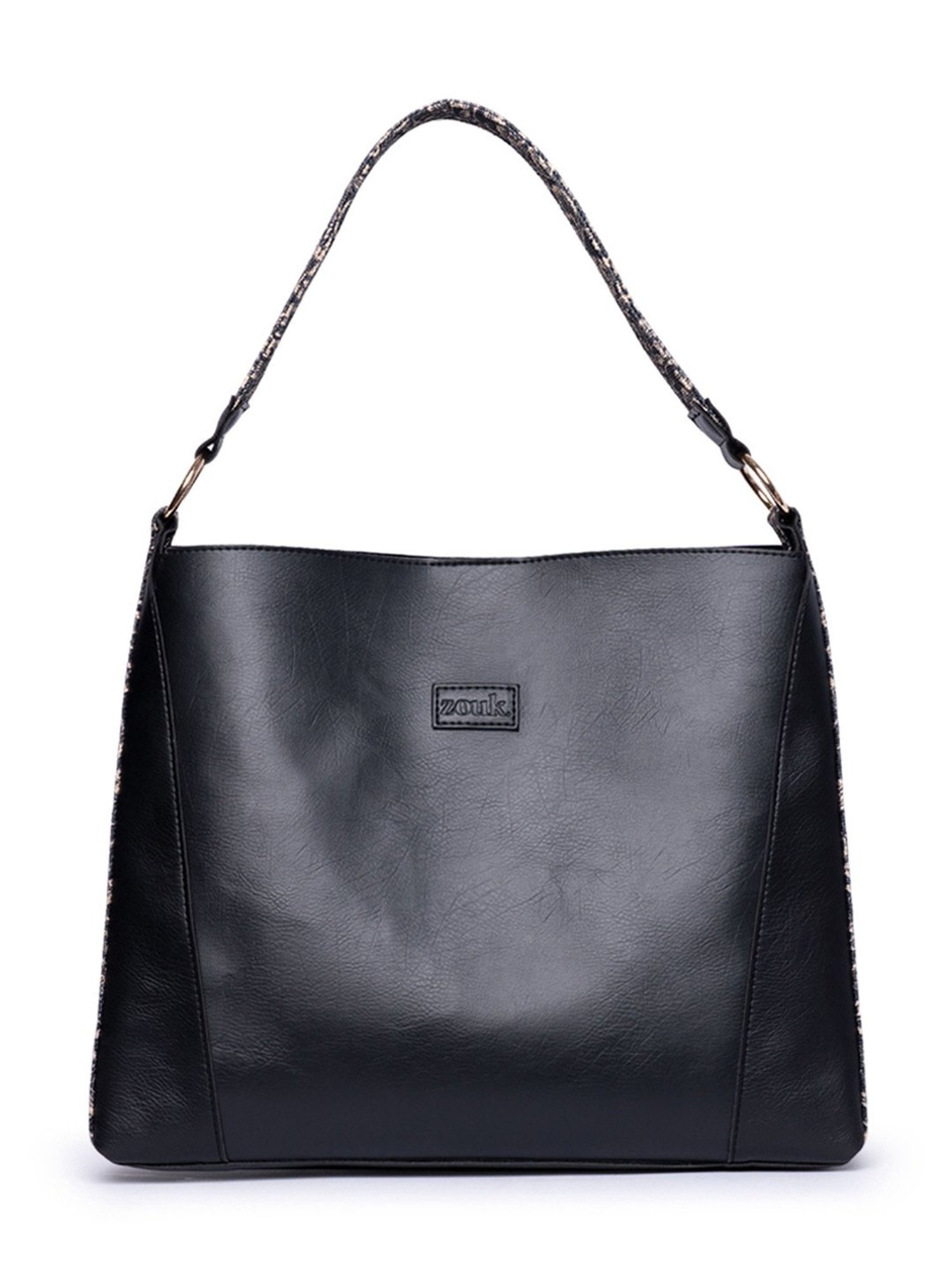 ZOUK FloMotif Black Printed Classic Open Tote Bag