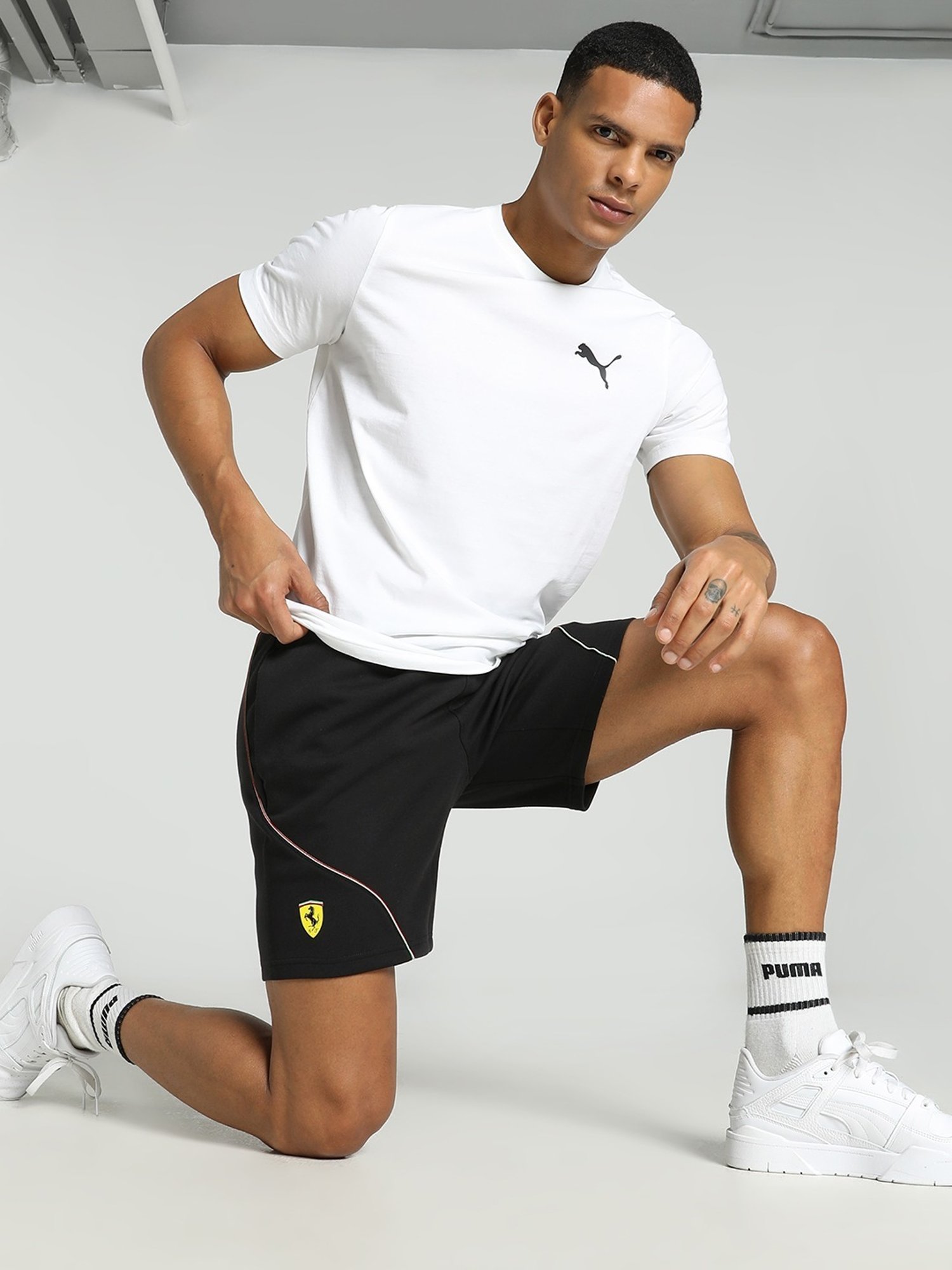 Puma Scuderia Ferrari Motorsport Black Regular Fit Sports Shorts