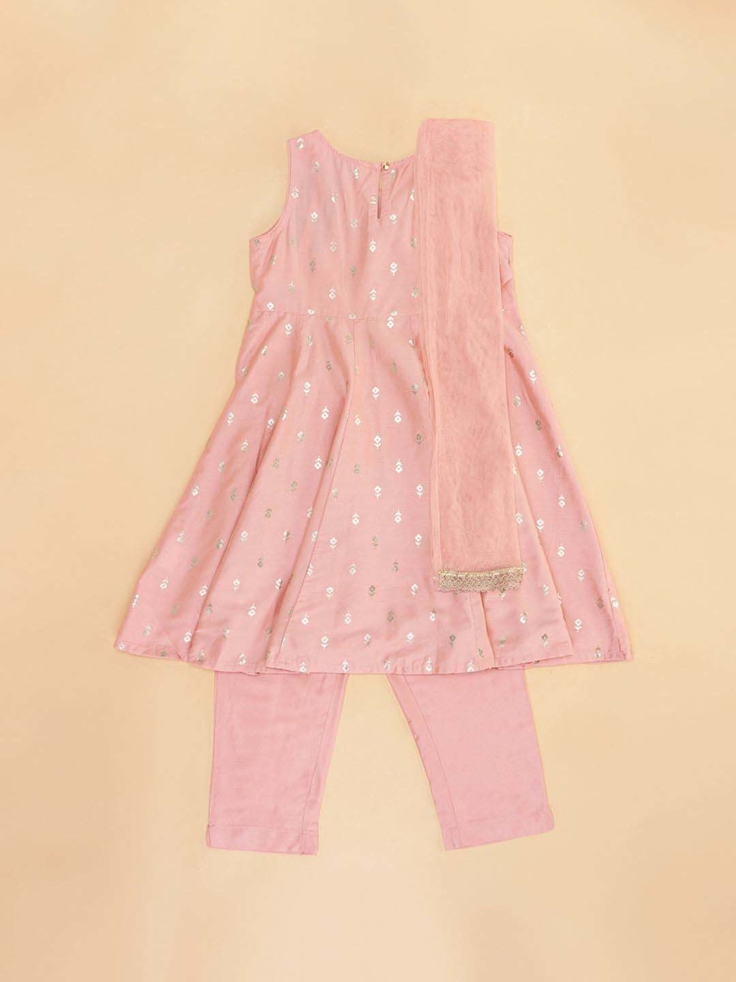 VASTRAMAY Kids Blue & White Cotton Over Dyed Kurta Set