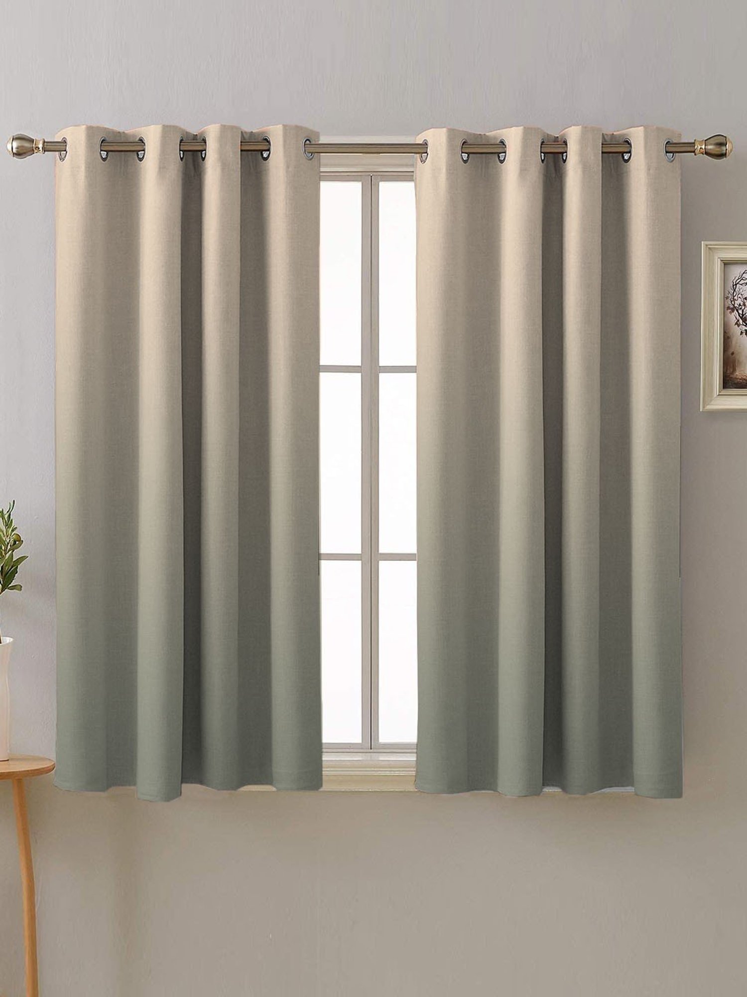 SPACES DRAPE STORY Boho Grey & Pink Polyester 5 ft Room Darkening Window Curtains - Set of 2
