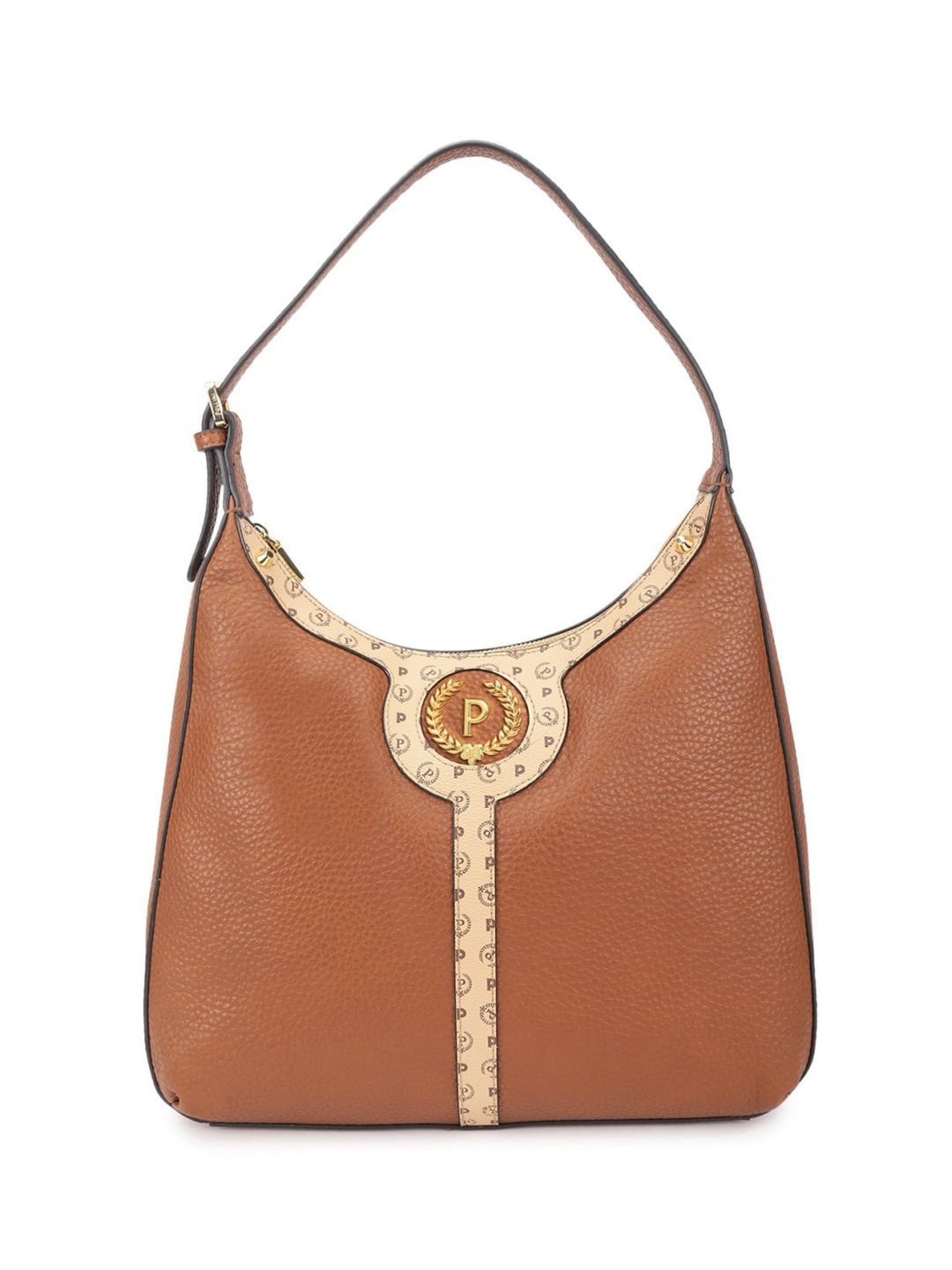 Pollini Brown Printed Large Hobo Bag
