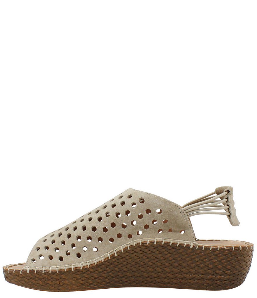 L'Amour Des Pieds Yizzy Perforated Suede Slingback Wedges