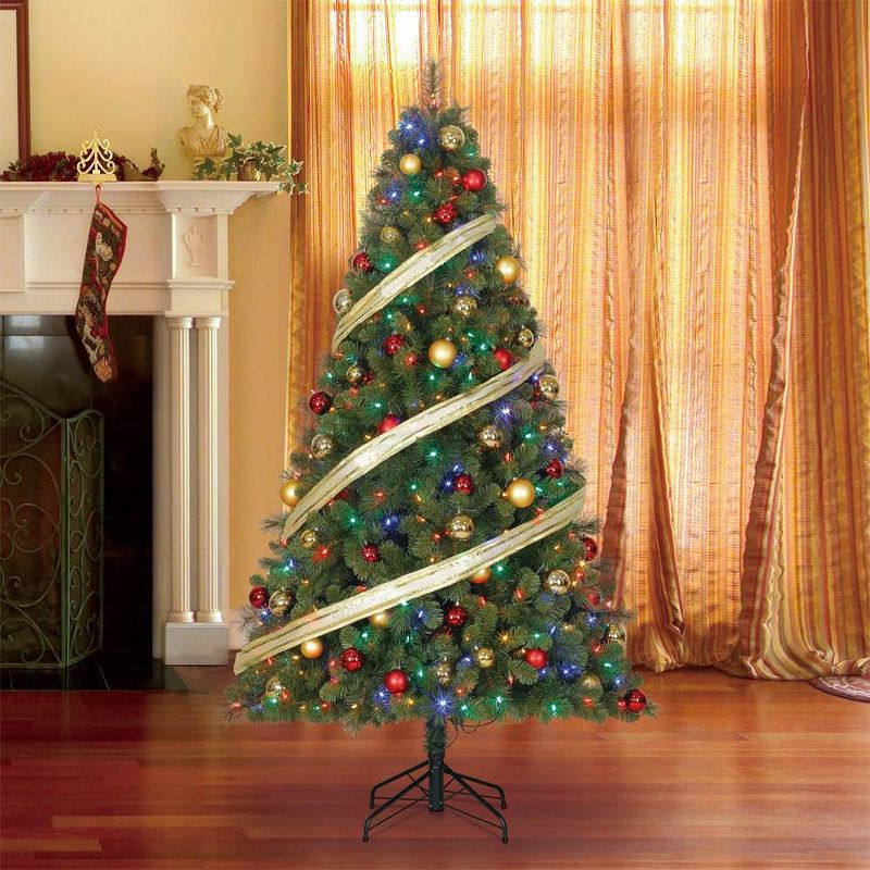 Home Heritage 7 Ft. Artificial Cascade Pine Christmas Tree with Changing Lights
