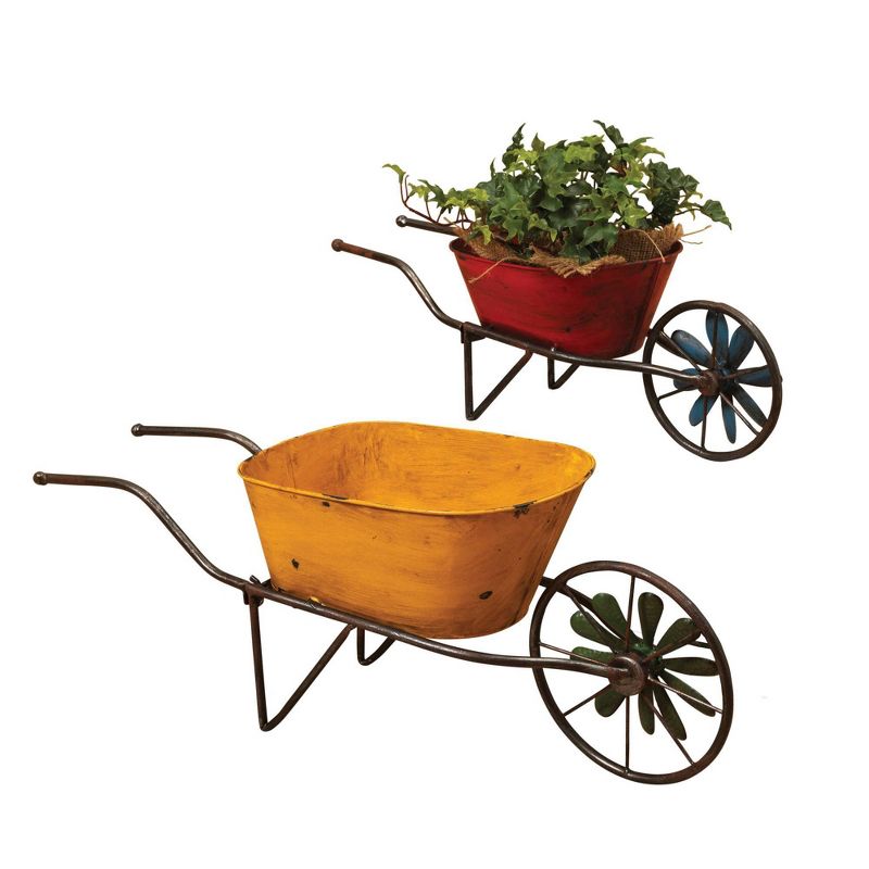 2pc Novelty Antique Style Wheelbarrow Plant Holder - Gerson International