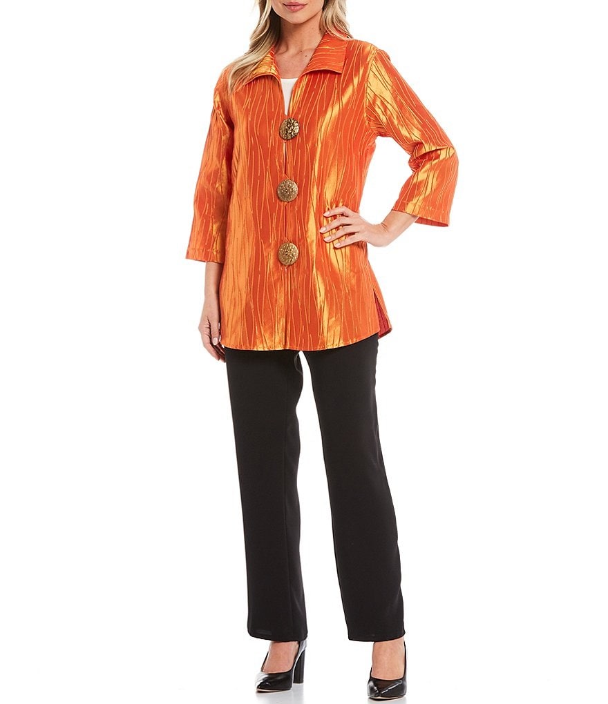 Caroline Rose Tissue Linen Bracelet Sleeve Shirt Jacket