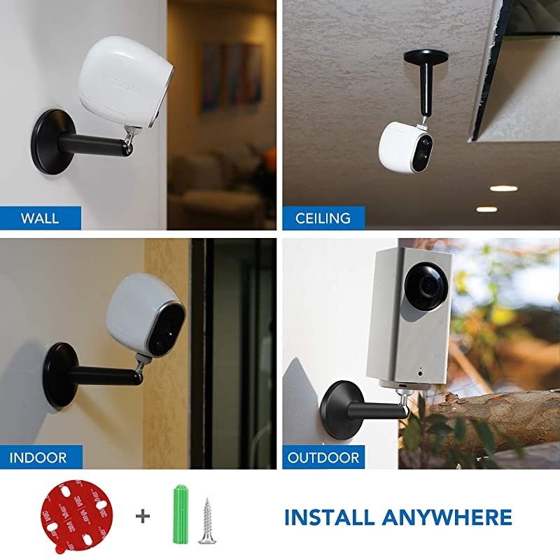 Oculus Rift Sensor Mount  Adjustable Aluminium Alloy CeilingWall Mount for Oculus Sensor Valve IndexVive Base Station Arlo and Other Camera Models with 14 Inch Thread 2 Pack Black