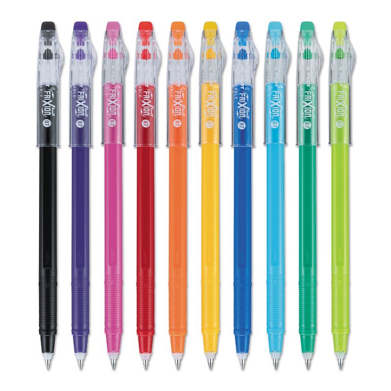 Pilot FriXion ColorSticks Erasable Gel Ink Pen, Fine, 0.7 mm, Assorted Ink, 10/PK 32456