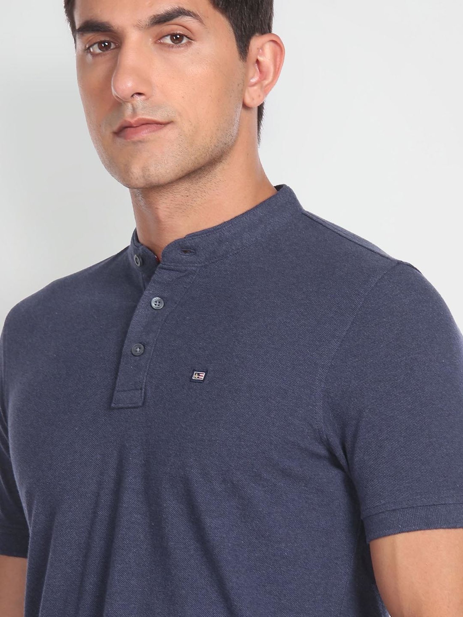 Arrow Sport Blue Cotton Regular Fit Polo T-Shirt