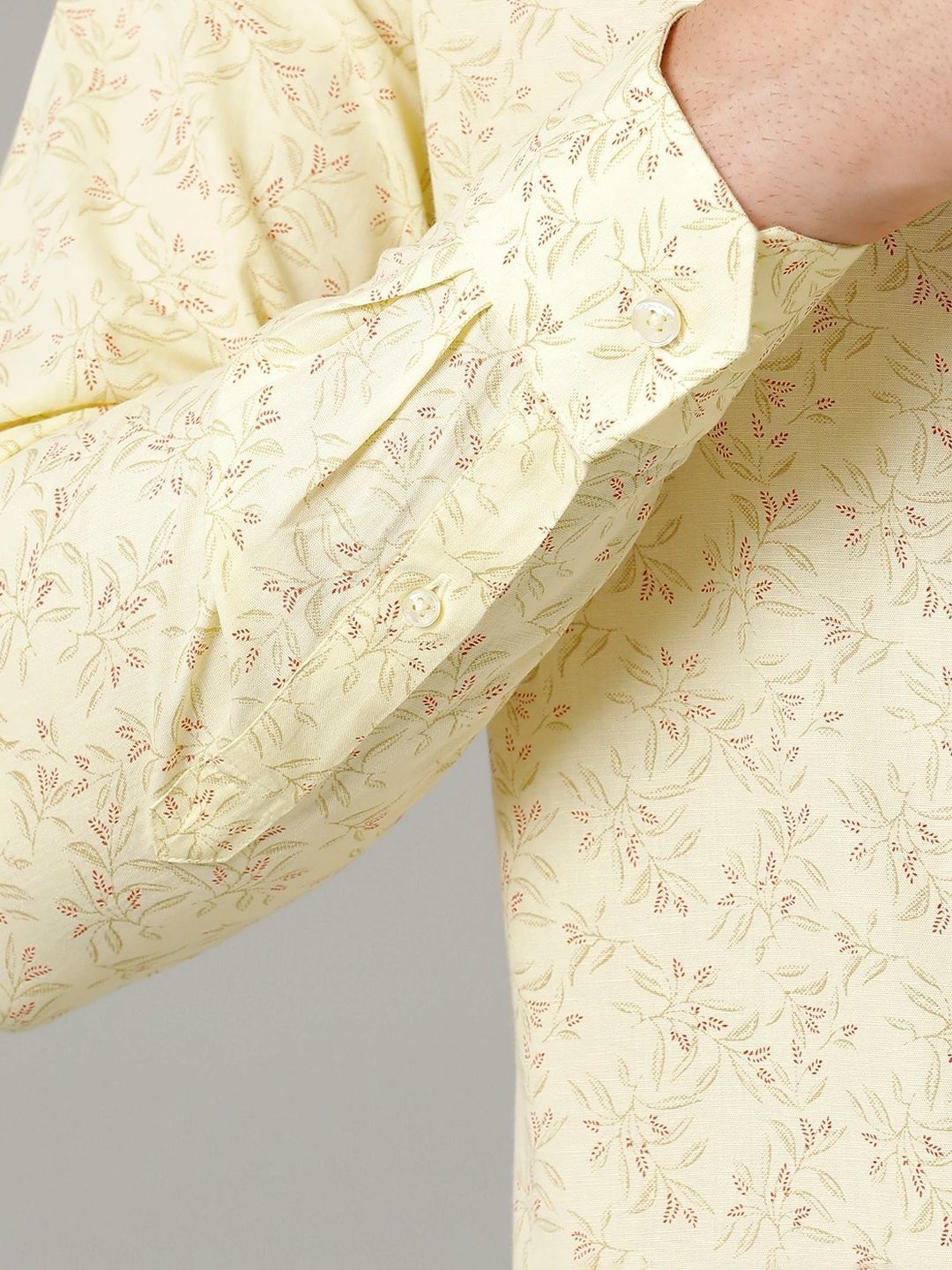 Cavallo By Linen Club Yellow Linen Contemporary Fit Printed Shirt