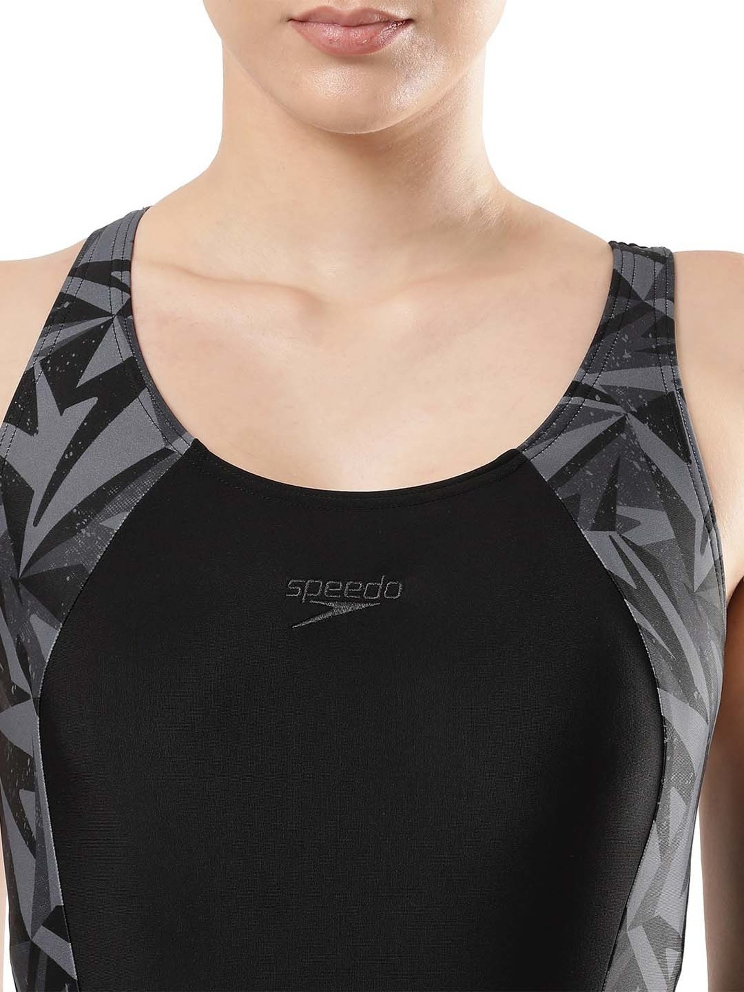 Speedo Black Printed Swimsuit