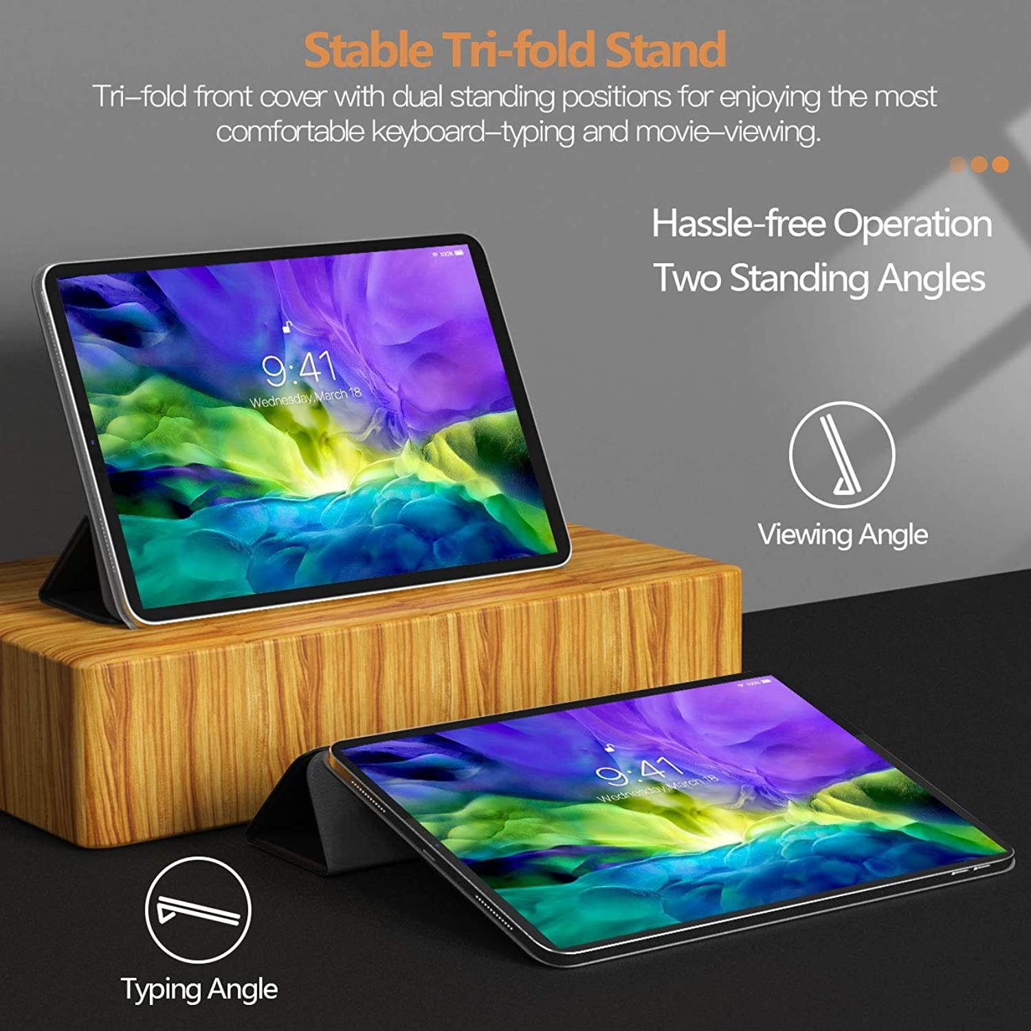 TiMOVO Case for New iPad Pro 11 Inch 2020 (2nd Generation), Strong Magnetic Trifold Stand Case Cover with Auto Sleep/Wake Fit iPad Pro 11" 2020 Release [Support Apple Pencil Pair & Charging] - Black