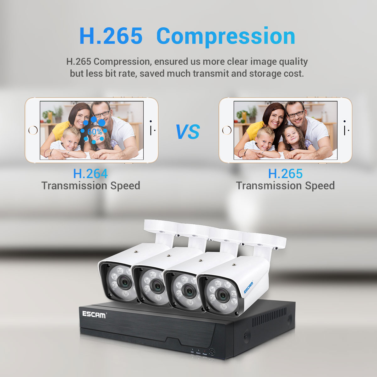 ESCAM PVR604 2MP 1080P POE 4CH PVR Camera Kit Surveillance Camera System with Humanoid Detection