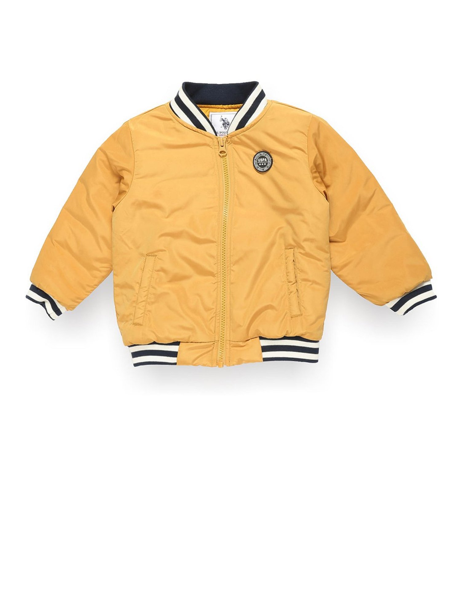 U.S. Polo Assn. Kids Yellow Solid Full Sleeves Bomber Jacket