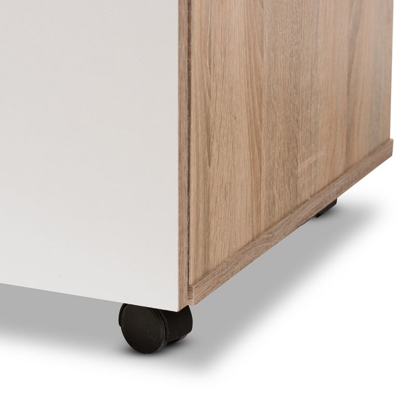 Charmain Modern and Contemporary Light Oak and Finish Kitchen Cabinet White/Brown - Baxton Studio