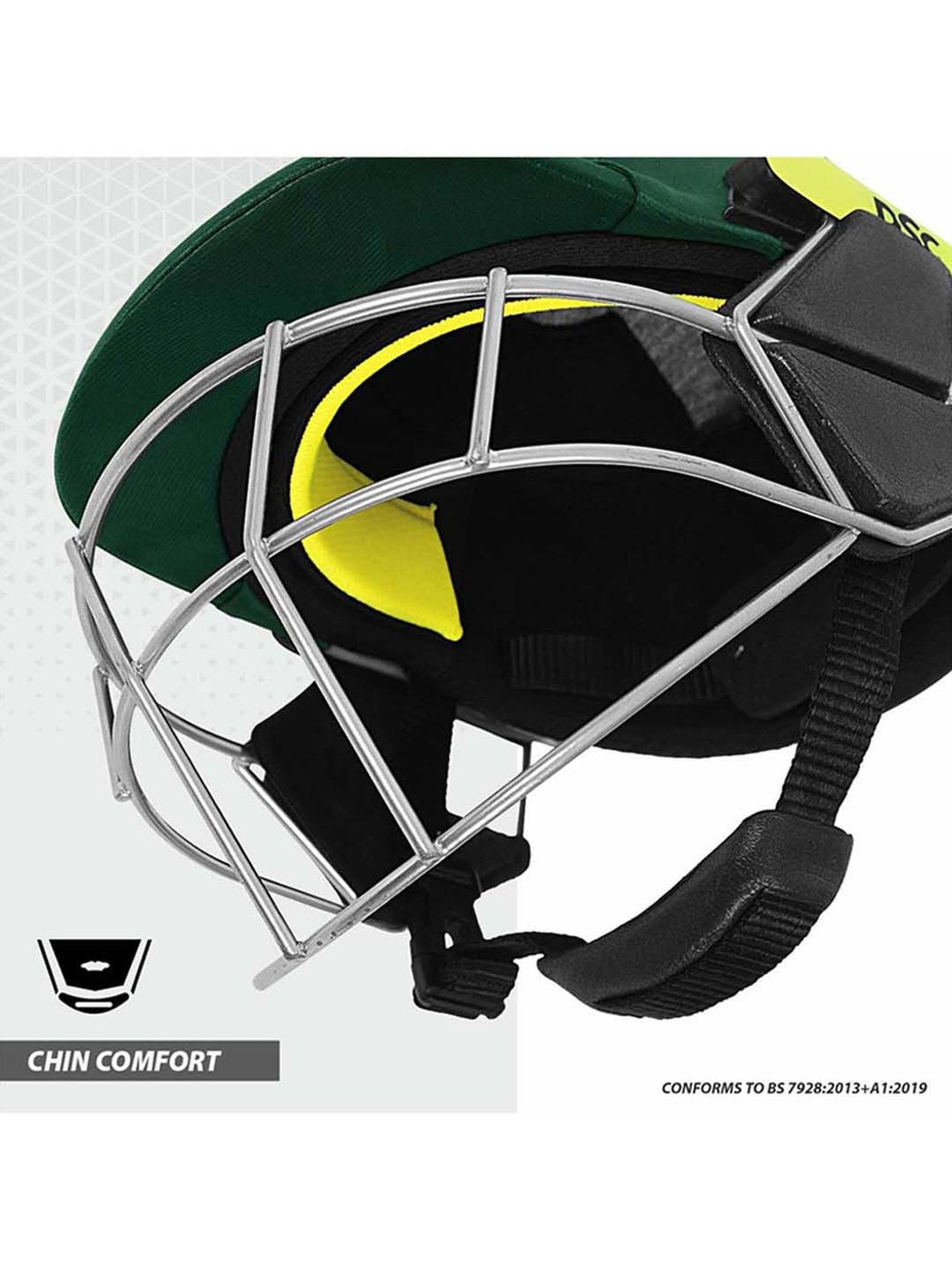 DSC SCUD Premium Cricket Helmet with Neck Guard Fixed Spring Steel Grill Size - M