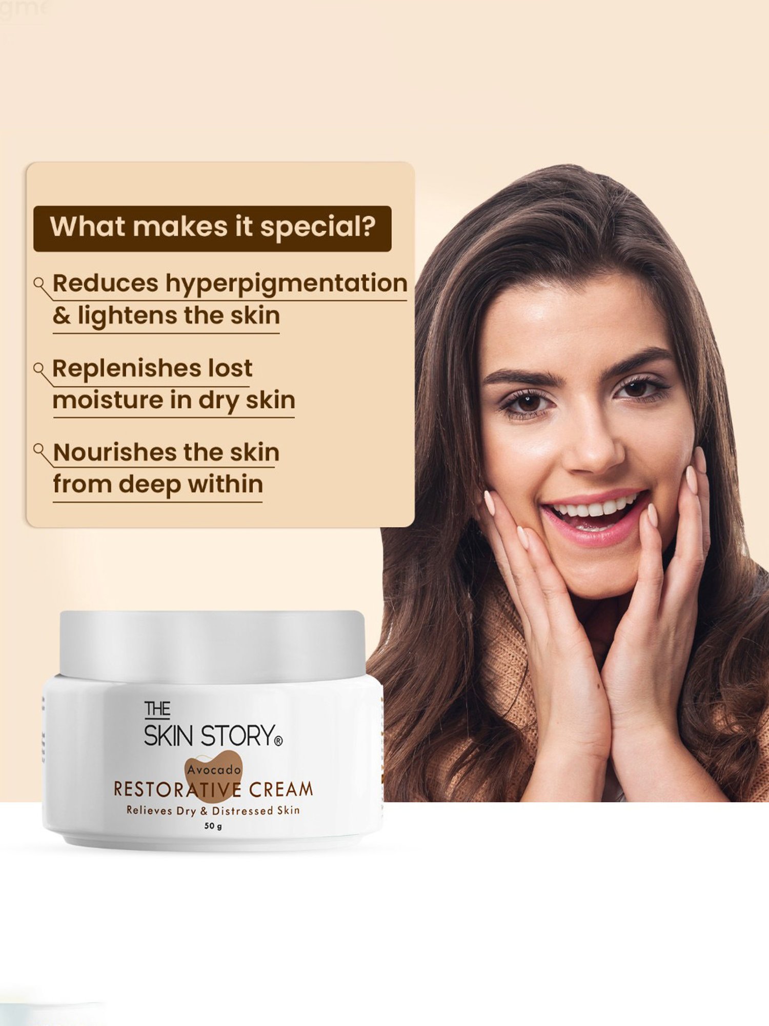 The Skin Story Avocado Restorative Cream for Relieves Dry & Distressed Skin - 50 gm