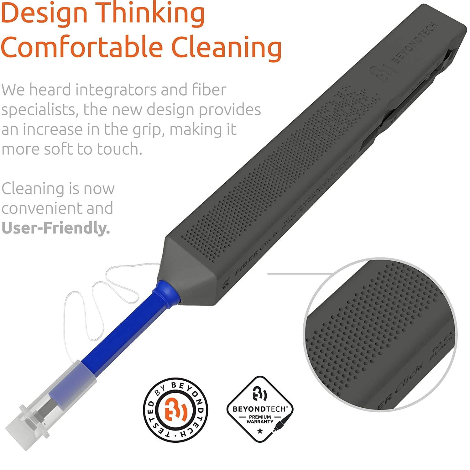 LC Fiber Optic Cleaner Pen 1.25mm Compatible with LC Fiber Connectors and LC SFP Ports - 2 Pack - Beyondtech FiberClick Series