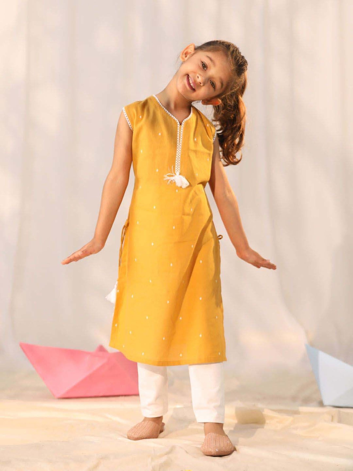 Peppermint Kids Navy Regular Fit Kurta Set