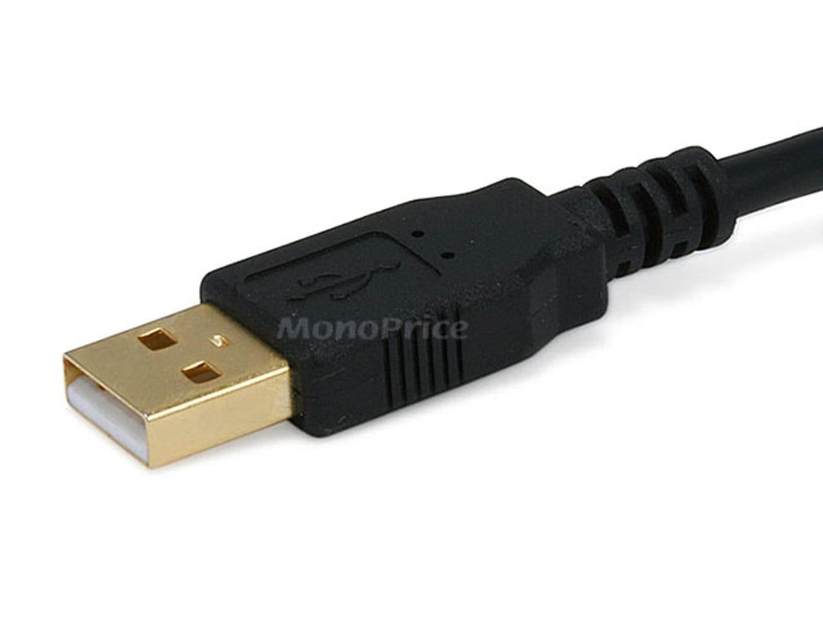 Monoprice USB Type-A to USB Type-B 2.0 Cable - 28/24AWG, Gold Plated, Black, 3ft