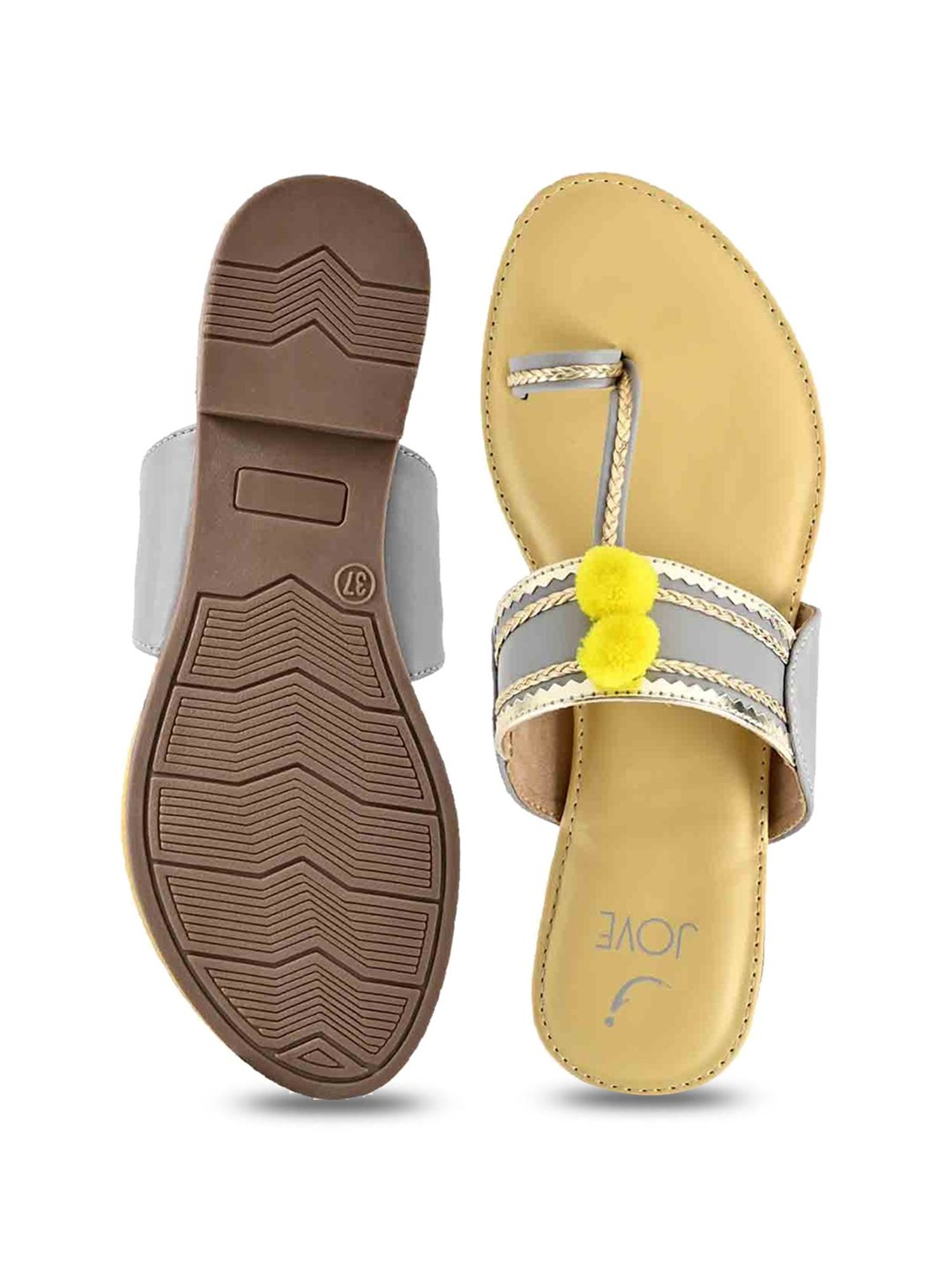 Jove Women's Grey Toe Ring Sandals