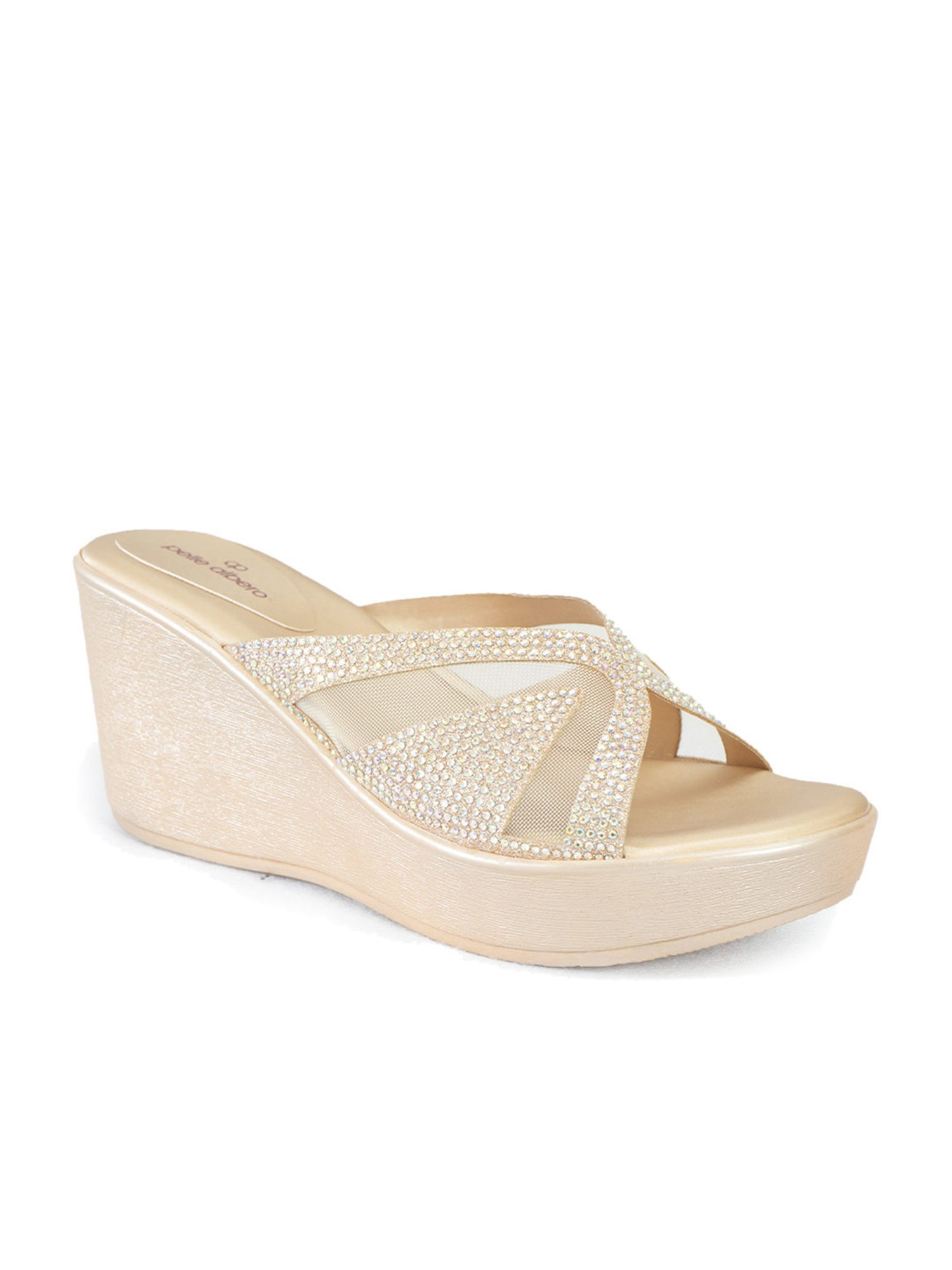 Pelle Albero Women's Gold Ethnic Wedges