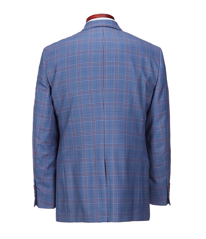 Hart Schaffner Marx Classic Fit Light Blue Multi-Colored Plaid Wool Sportcoat