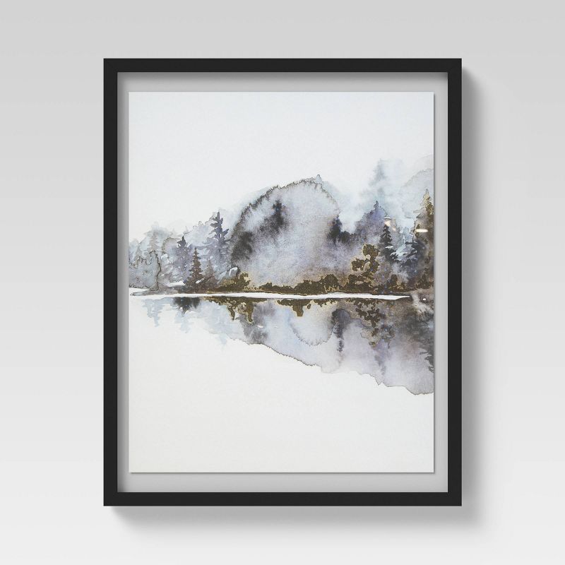 (Set of 2) 16" x 20" Watercolor Trees Float Mount Framed Wall Art Gold - Project 62™